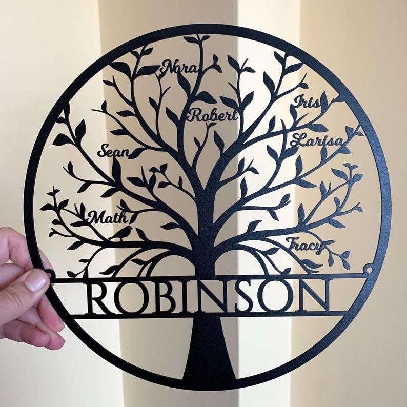 Tree of Life Metal Sign with Last Name and Personalized Names, Home Decoration, Family Tree Wall Art, Family Gifts, Personalized Family Tree