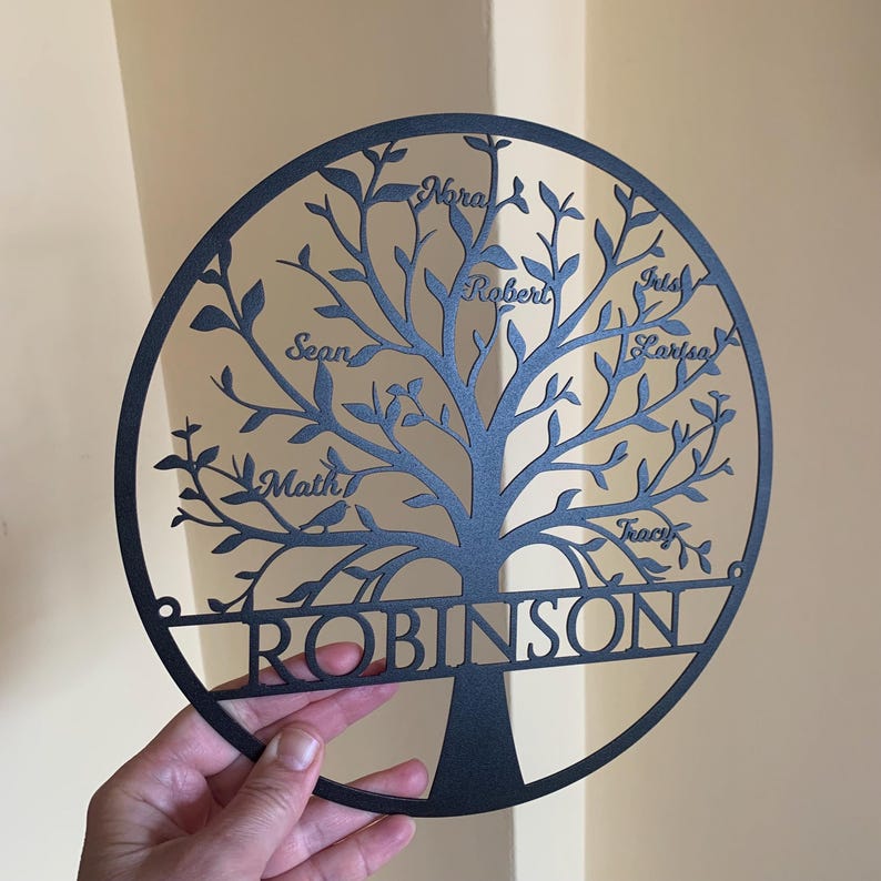 Tree of Life Metal Sign with Last Name and Personalized Names, Home Decoration, Family Tree Wall Art, Family Gifts, Personalized Family Tree