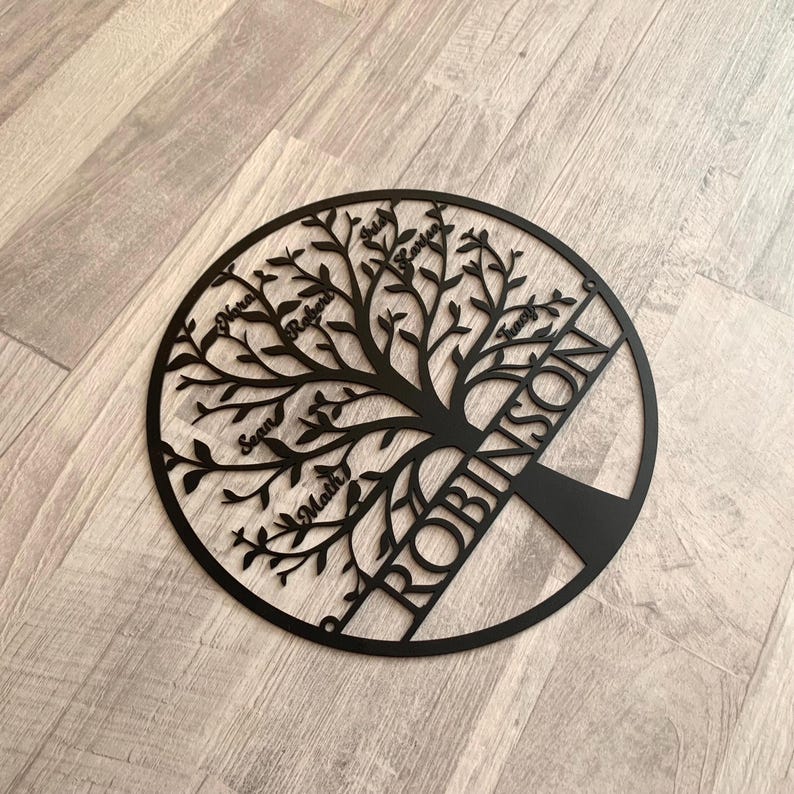 Tree of Life Metal Sign with Last Name and Personalized Names, Home Decoration, Family Tree Wall Art, Family Gifts, Personalized Family Tree