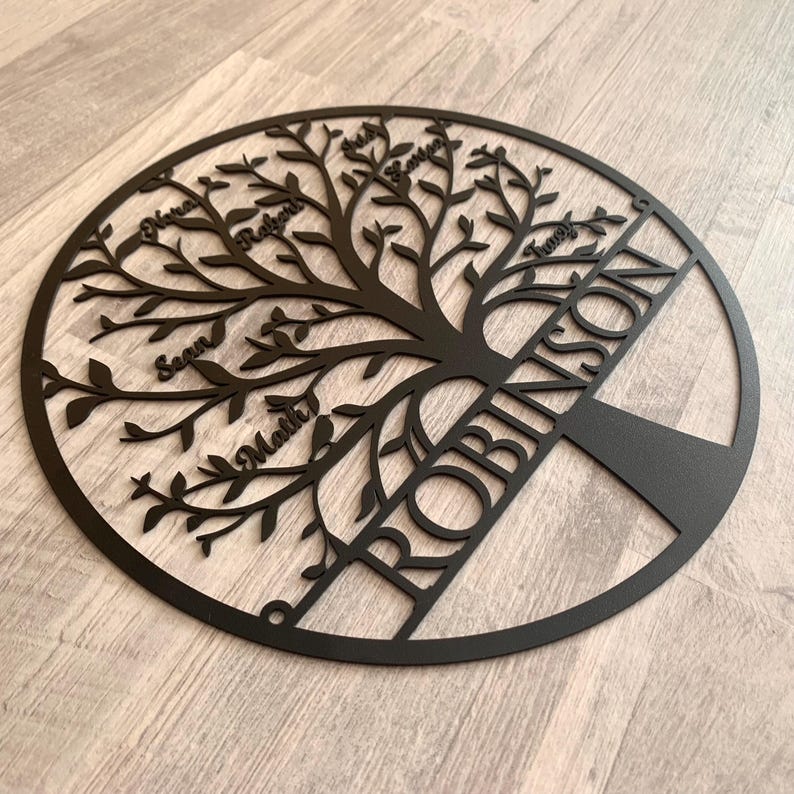 Tree of Life Metal Sign with Last Name and Personalized Names, Home Decoration, Family Tree Wall Art, Family Gifts, Personalized Family Tree