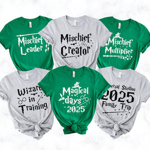 2025 Custom Family Shirts Matching Wizard Vacation T-Shirts Pottery & Mischief Theme, Personalized Group Outfits