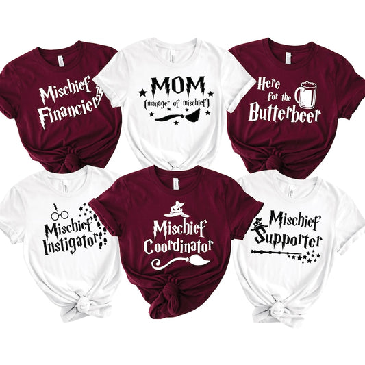 2025 Custom Family Shirts Matching Wizard Vacation T-Shirts Pottery & Mischief Theme, Personalized Group Outfits