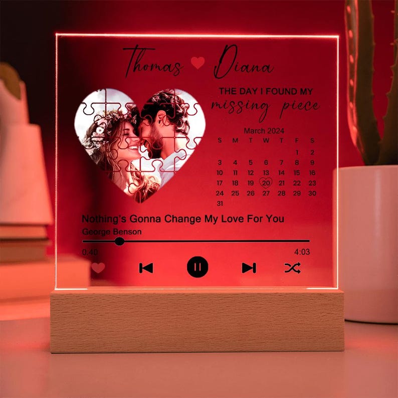 The Day I Found My Missing Piece Plaque, Custom Couple Photo And Song Plaque, Meaningful Valentines Gift For Couple, Couple Anniversary Gift