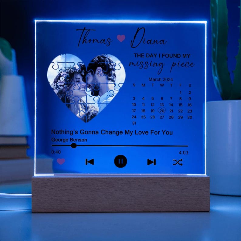 The Day I Found My Missing Piece Plaque, Custom Couple Photo And Song Plaque, Meaningful Valentines Gift For Couple, Couple Anniversary Gift