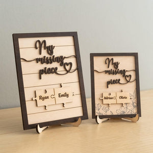 Puzzle Pieces Couple Plaque, Valentine Sign, Anniversary Gift, Name Sign For Couple, Gift For Her, Puzzle Couple Name, Wood Name Sign