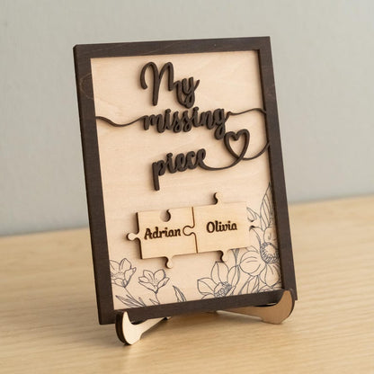 Puzzle Pieces Couple Plaque, Valentine Sign, Anniversary Gift, Name Sign For Couple, Gift For Her, Puzzle Couple Name, Wood Name Sign