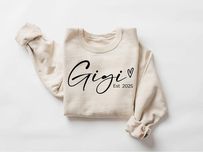 Personalized Gigi Est Sweatshirt, Mothers Day Gift, Grandma Sweatshirt, Gift for Grandmother, Nana Sweatshirt, Grammy Mimi Nonny Mommy Shirt