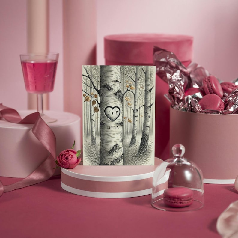 Personalized Love Tree Card - Custom Anniversary, Wedding, Valentine s Day Gift - Romantic Card for Him or Her