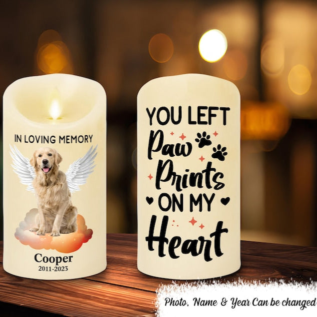 Custom Photo Dog Cat Memorial Your Light Will Always Shine In My Heart, Personalized Flameless LED Candle, In Loving Memory, Pet Loss Gift