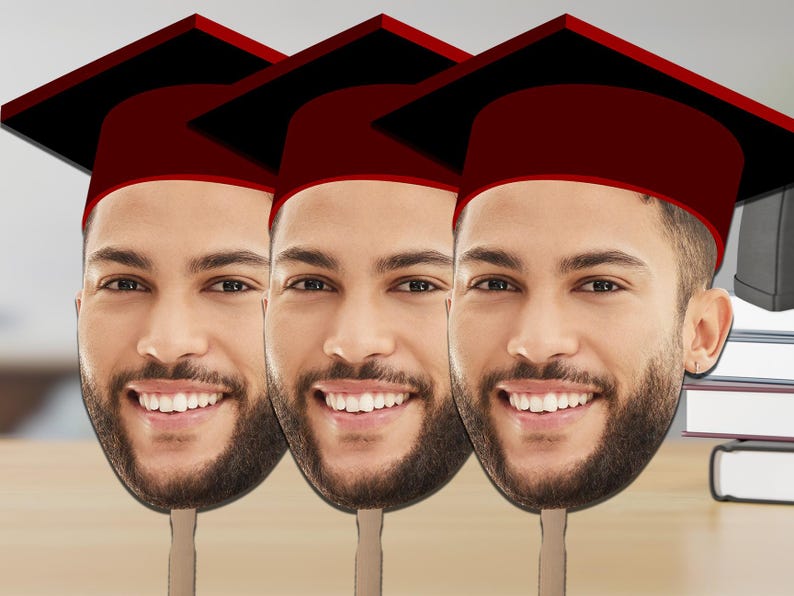 Graduation Face on a Stick, Big head on a stick, face fan decorations, Graduation Party Favors, Bachelorette and Birthday