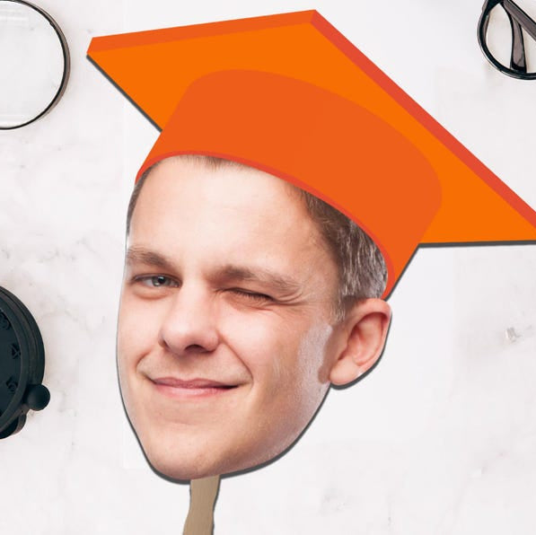 Graduation Face on a Stick, Big head on a stick, face fan decorations, Graduation Party Favors, Bachelorette and Birthday