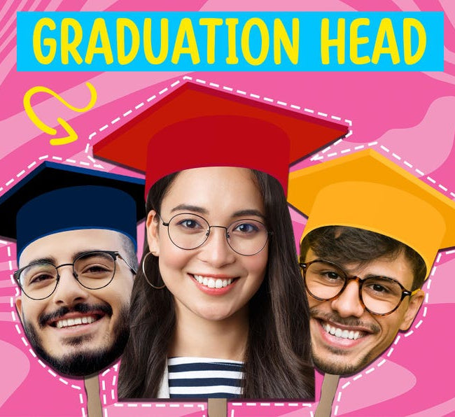 Graduation Face on a Stick, Big head on a stick, face fan decorations, Graduation Party Favors, Bachelorette and Birthday