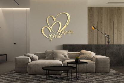 Personalized Wedding Gift for Couple, Metal Heart Sign with Name and Date, Wedding Date Sign, Engagement Announcement Sign, Anniversary Gift