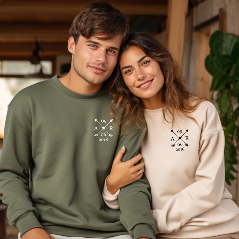 Relationship Date Sweatshirts for Couples Unique Gift Idea.Gift for her for Valentine's Day.Valentine's Day Gift for Couples.