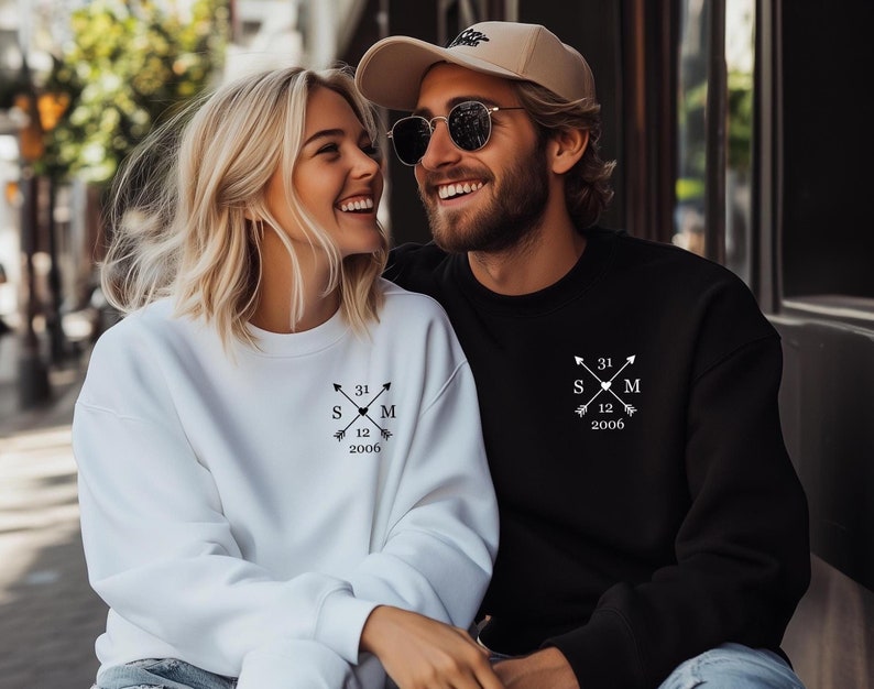 Relationship Date Sweatshirts for Couples Unique Gift Idea.Gift for her for Valentine's Day.Valentine's Day Gift for Couples.