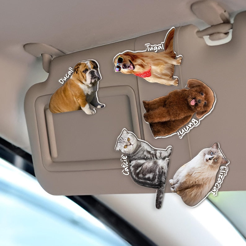 Custom Sun Visor Clip, Photo Car Visor Clip, Personalized Photo Car Decoration, Custom Dog Car Visor Clip, Custom Pet Face Dog Face Cat Face