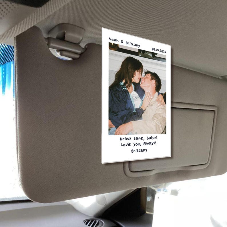 Custom Photo Car Visor Clip, Valentines Day Gift for Him, Couple Gift, Drive Safe Gift for Boyfriend Husband, Drive Safe Car Visor Clip