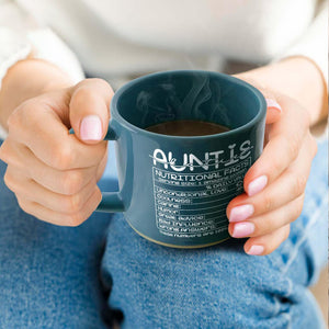 Personalized Auntie Nutrition Facts Printed Pottery Mug, Aunt Mug, Gifts for Auntie, New Aunt Gifts, Pregnancy Announcement Cup, Baby Reveal