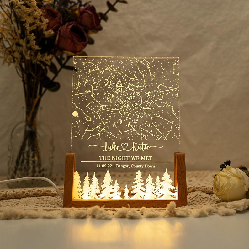 Custom Star Map by Date,Night We Met Valentine's Day Gift,Star Map Night Light,Personalized Constellation Map,Anniversary Gift for Him/Her