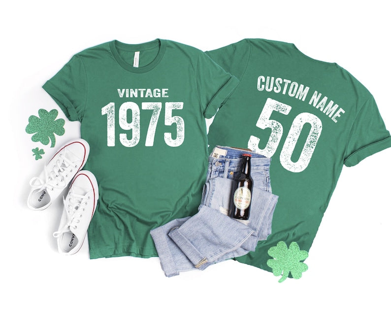 Vintage 1975 Tee Shirt, Birthday Gift Classic Vintage, Best Friend Birthday Gift, Custom 1975 50th Birthday Tee Shirt, Retro Gift, Mom Gift
