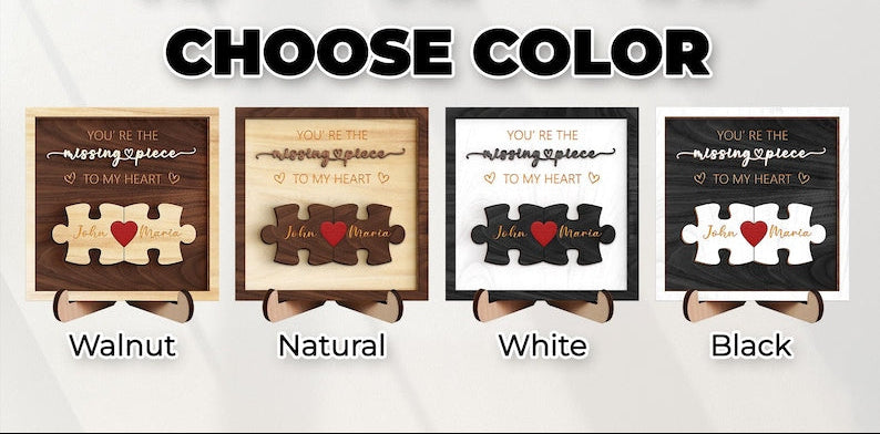 Puzzle Couples Name Sign, Personalized Romantic Gift for Him Her, Valentine Home Decor,Personalized Love Keepsake,Puzzle Love Heart Keychain