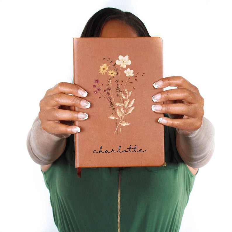 Wildflower Personalized Journal Custom Notebook For Women Personalized Gift For Her Floral Gratitude Journal Bridesmaid Gift For Mom