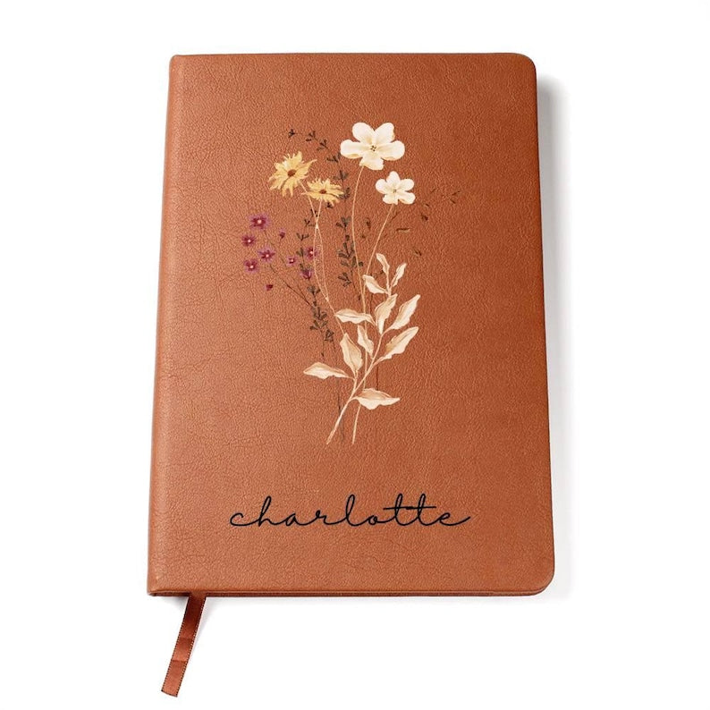 Wildflower Personalized Journal Custom Notebook For Women Personalized Gift For Her Floral Gratitude Journal Bridesmaid Gift For Mom
