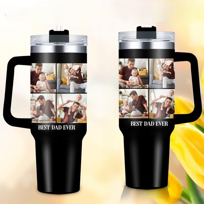 Custom photo tumbler, Personalized Photo Collage Tumbler with text,Father's Day Gift for Him,Family Memories