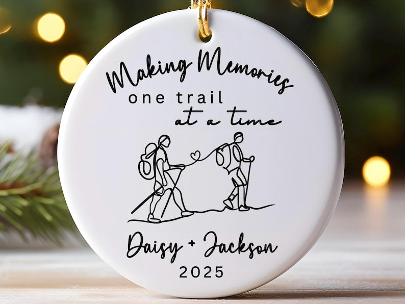 Hiking Ornament for Couples Personalized Hiker Ornament Hiking Lovers Gift