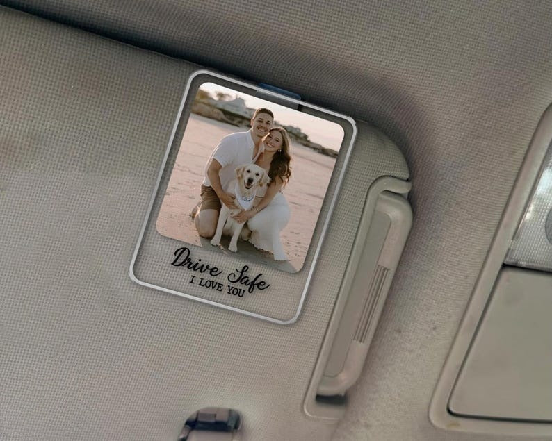 Valentines Gift For Him, Car Visor Clip Photo, Car Accessories, Drive Safe Visor Clip, Custom Photo Car Visor Clip, Car Decorations