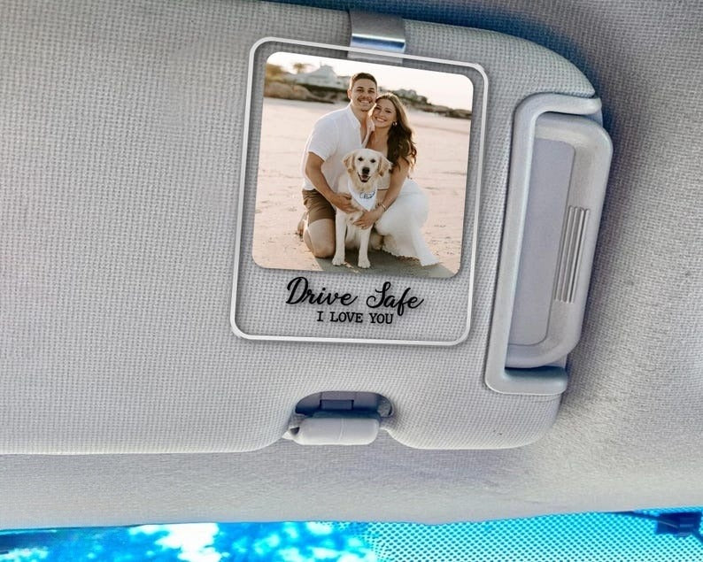 Valentines Gift For Him, Car Visor Clip Photo, Car Accessories, Drive Safe Visor Clip, Custom Photo Car Visor Clip, Car Decorations