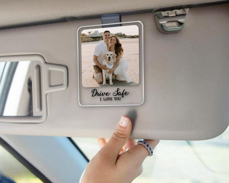Valentines Gift For Him, Car Visor Clip Photo, Car Accessories, Drive Safe Visor Clip, Custom Photo Car Visor Clip, Car Decorations