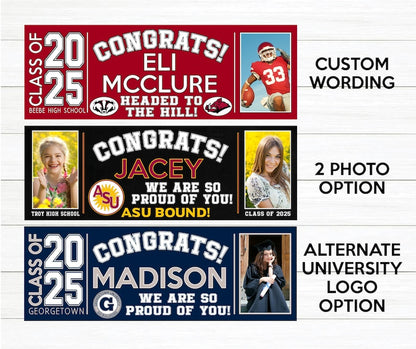 Graduation Banner 2025 - Graduation Banner Class of 2025 for High School, College or University with Pictures