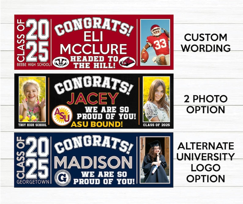 Graduation Banner 2025 - Graduation Banner Class of 2025 for High School, College or University with Pictures