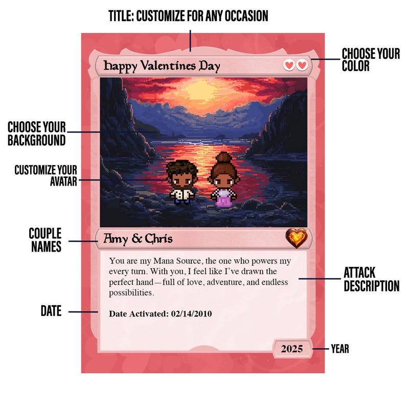 Love the Gathering Vday Card - Magic the Gathering Card - Valentines Gift - Anniversary Gift - Gift for Him - Gift for Her - Gift for Gamer