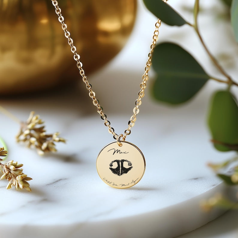 Dog Nose Print Necklace, Nose Imprint, Dog Paw, Silhouette, Custom Dog Nose Jewelry, Dog Memorial Necklace, Pet Memorial