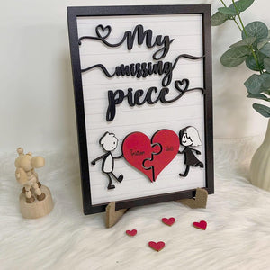 Personalized My Missing Piece, Custom Valentines Day Sign, Anniversary Wife Gift, Lovers Gift, Meaningful Valentines Gift, Couple Heart