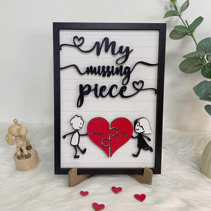 Personalized My Missing Piece, Custom Valentines Day Sign, Anniversary Wife Gift, Lovers Gift, Meaningful Valentines Gift, Couple Heart