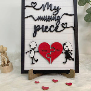 Personalized My Missing Piece, Custom Valentines Day Sign, Anniversary Wife Gift, Lovers Gift, Meaningful Valentines Gift, Couple Heart