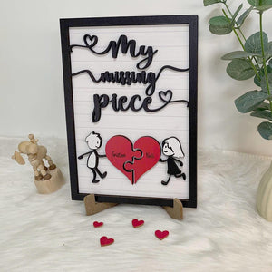 Personalized My Missing Piece, Custom Valentines Day Sign, Anniversary Wife Gift, Lovers Gift, Meaningful Valentines Gift, Couple Heart