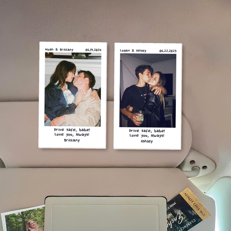 Custom Photo Car Visor Clip, Valentines Day Gift for Him, Couple Gift, Drive Safe Gift for Boyfriend Husband, Drive Safe Car Visor Clip