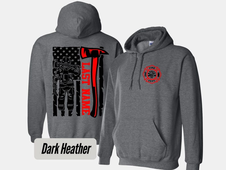 Custom Last Name Firefighter Sweatshirt, firefighter heavyweight hoodie, Firefighter Hoodie, Fire Department Tshirt Personalized Firefighter