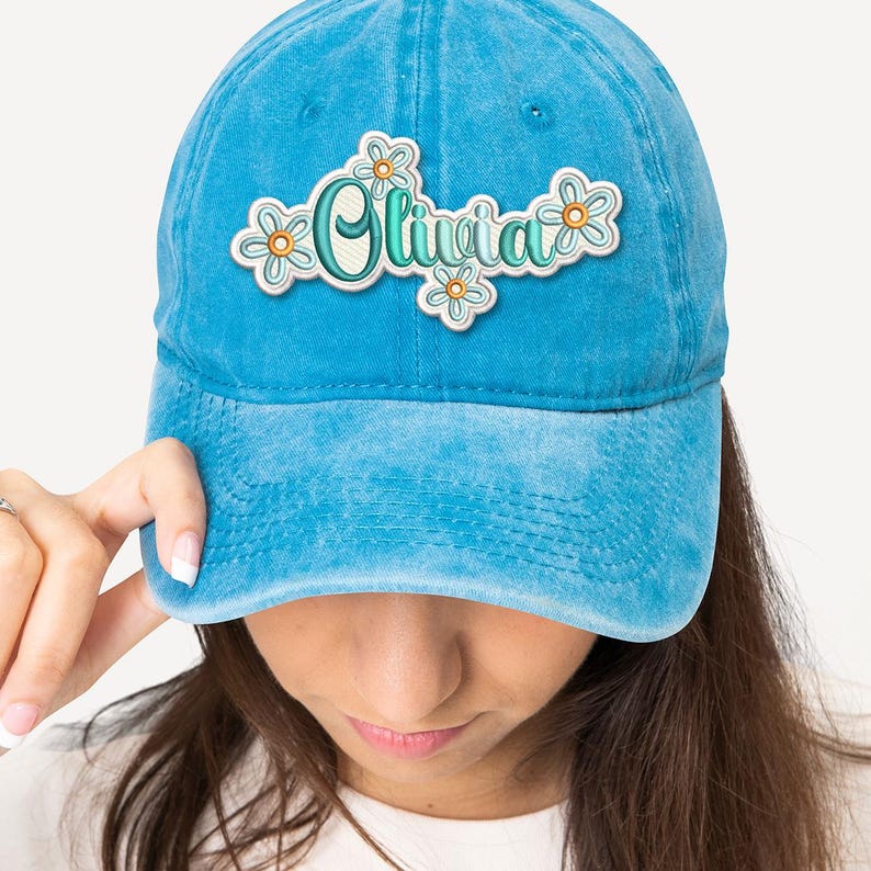 Embroidered Custom Daisy Name Patch, Colorful Flower Name Patch, Iron On Patches for Clothing, Hats, Backpacks, Custom Name Patch