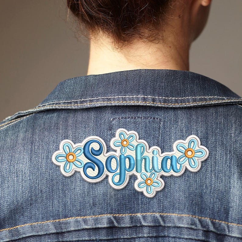 Embroidered Custom Daisy Name Patch, Colorful Flower Name Patch, Iron On Patches for Clothing, Hats, Backpacks, Custom Name Patch