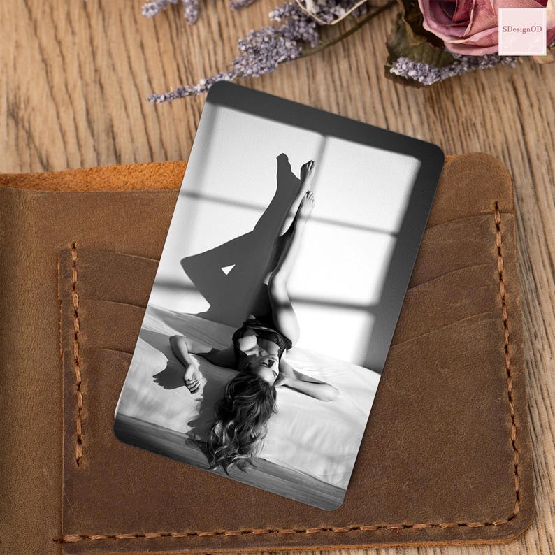 Custom Boudoir Metal Wallet Card Gift for Him, Boudoir Wallet Insert, Wallet Accessories For Men, Anniversary Gift, Husband Gift Wife Gift