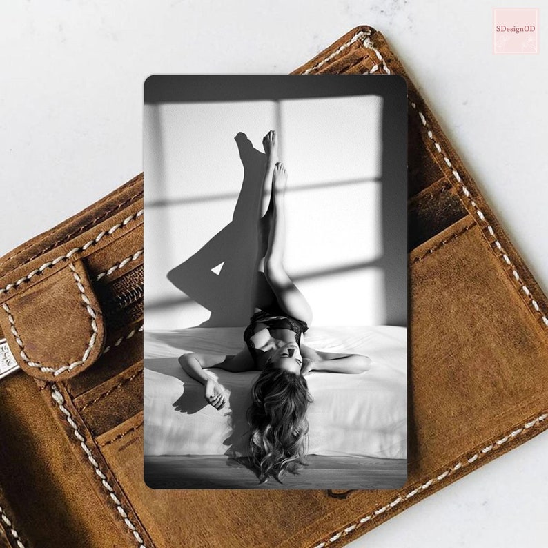 Custom Boudoir Metal Wallet Card Gift for Him, Boudoir Wallet Insert, Wallet Accessories For Men, Anniversary Gift, Husband Gift Wife Gift