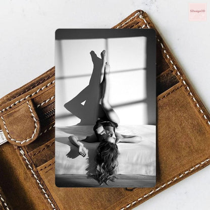 Custom Boudoir Metal Wallet Card Gift for Him, Boudoir Wallet Insert, Wallet Accessories For Men, Anniversary Gift, Husband Gift Wife Gift