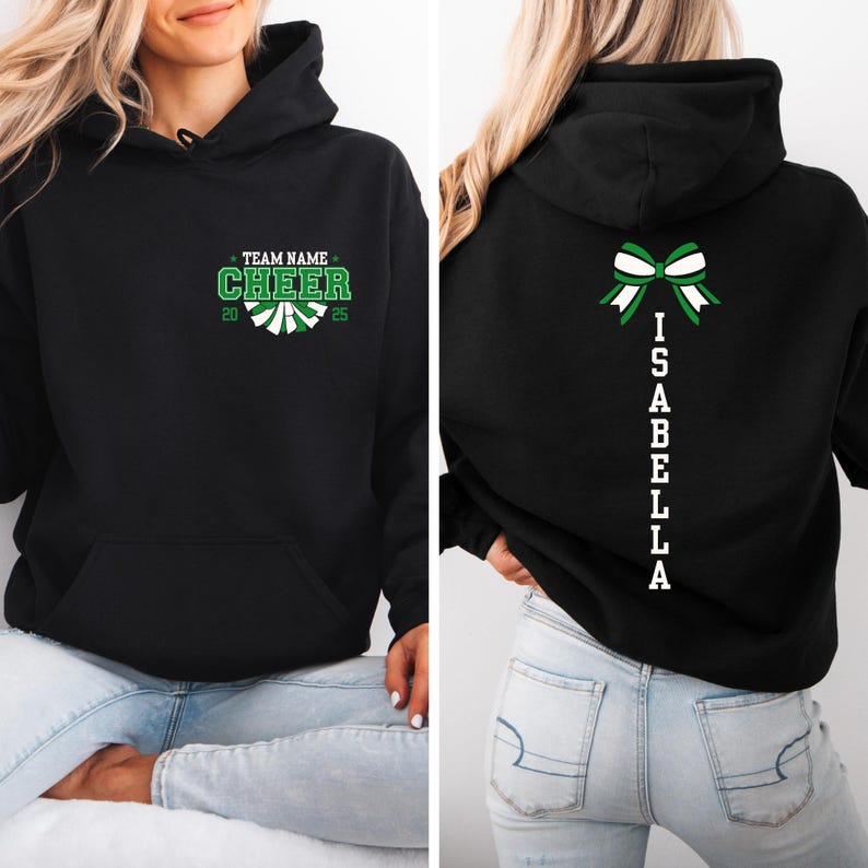 Custom Cheer Team Name Sweatshirt, Personalized Cheerleader Hoodie, Cheer Mom Shirt, Cheerleader Gift, Game Day Shirt, Cheer Competition Tee