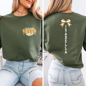 Custom Cheer Team Name Sweatshirt, Personalized Cheerleader Hoodie, Cheer Mom Shirt, Cheerleader Gift, Game Day Shirt, Cheer Competition Tee