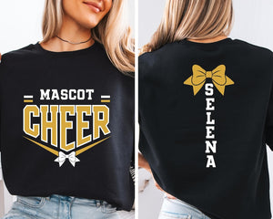 Personalized Cheer Mascot Sweatshirt, Cheer Sweater, Cheer Squad Sweaters, Cheer Mom with Name Sweater,Custom Cheer Team Name Sweater Hoodie